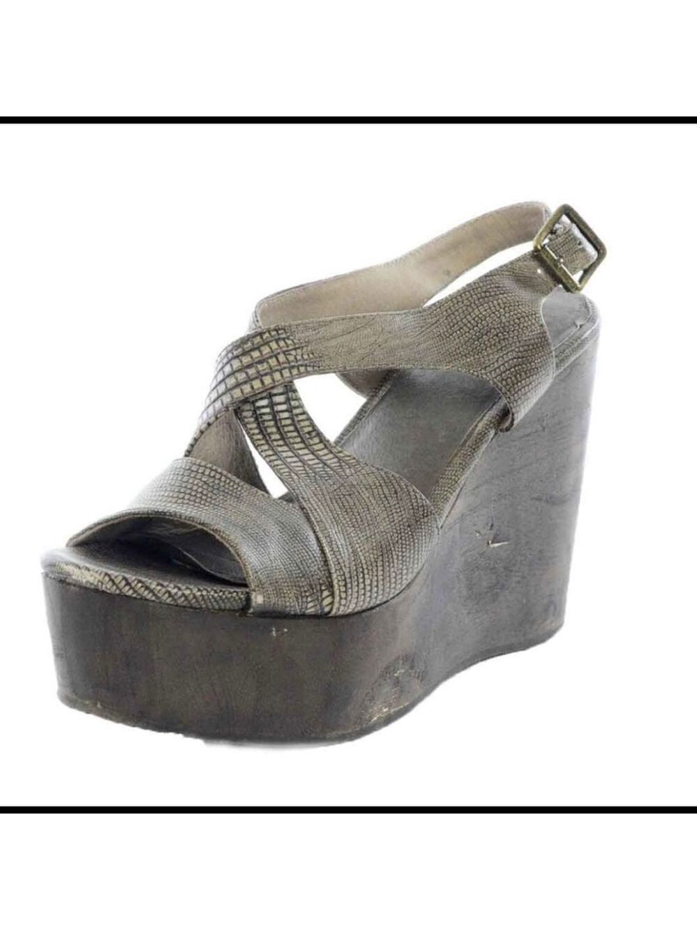 Joie Windy lizard Embossed Leather Platform Wedges